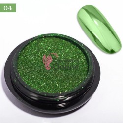 Pigment Metalic Mirror Effect pentru Gel UV sau Acril, NADP014DD Green + 2 aplicatoare